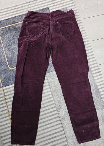 Bordo Düğmeli Kadın Kumaş Pantolon - Görsel 2