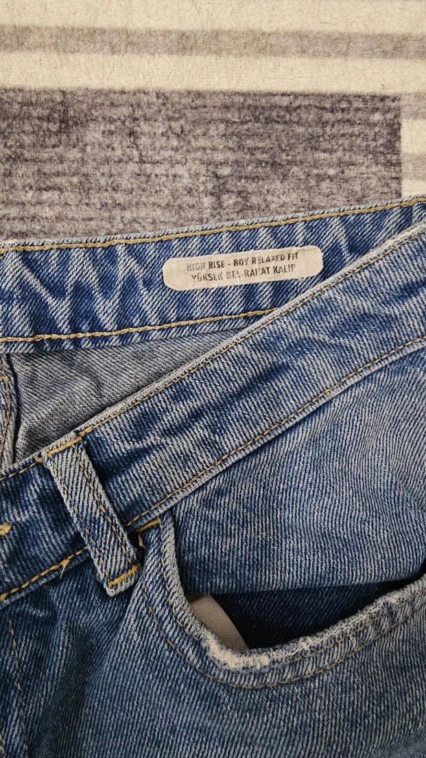 Kadın Mavi Denim Yüksek bel Normal Kesim Günlük Jean - Görsel 3