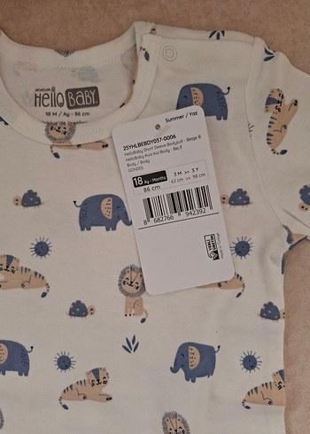 Beyaz Baskılı Pamuklu Bebek Body 1-1,5 yaş - Görsel 2