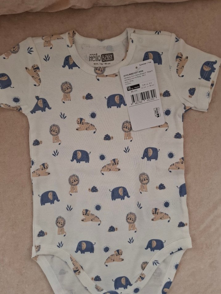 Beyaz Baskılı Pamuklu Bebek Body 1-1,5 yaş - Görsel 3