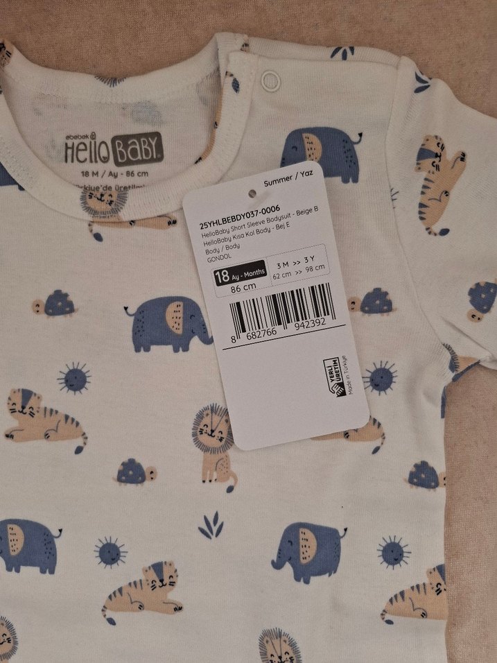 Beyaz Baskılı Pamuklu Bebek Body 1-1,5 yaş - Görsel 2