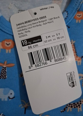 Erkek Bebek Body Uzun Kol Mavi - Görsel 2