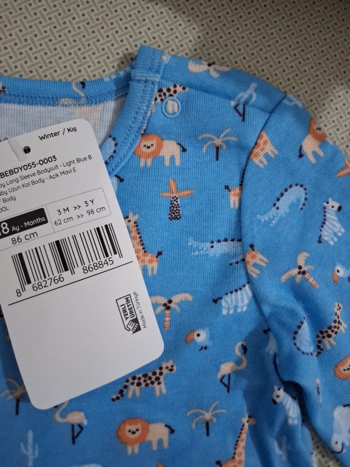 Erkek Bebek Body Uzun Kol Mavi - Görsel 4