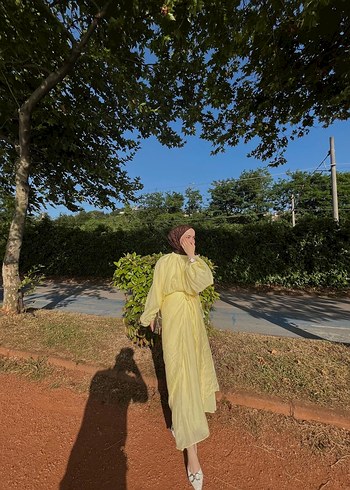 Sarı Keten Uzun etekli takım - Görsel 2