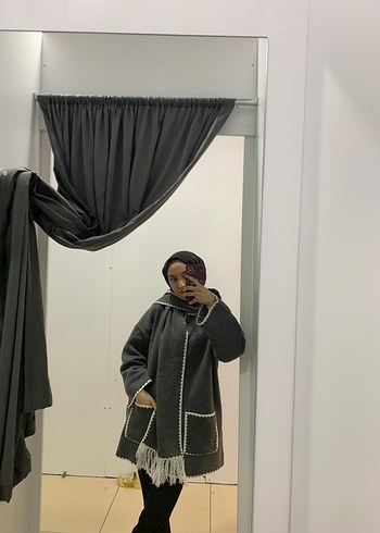 Gri Midi Yün Kadın Kaban - Görsel 2