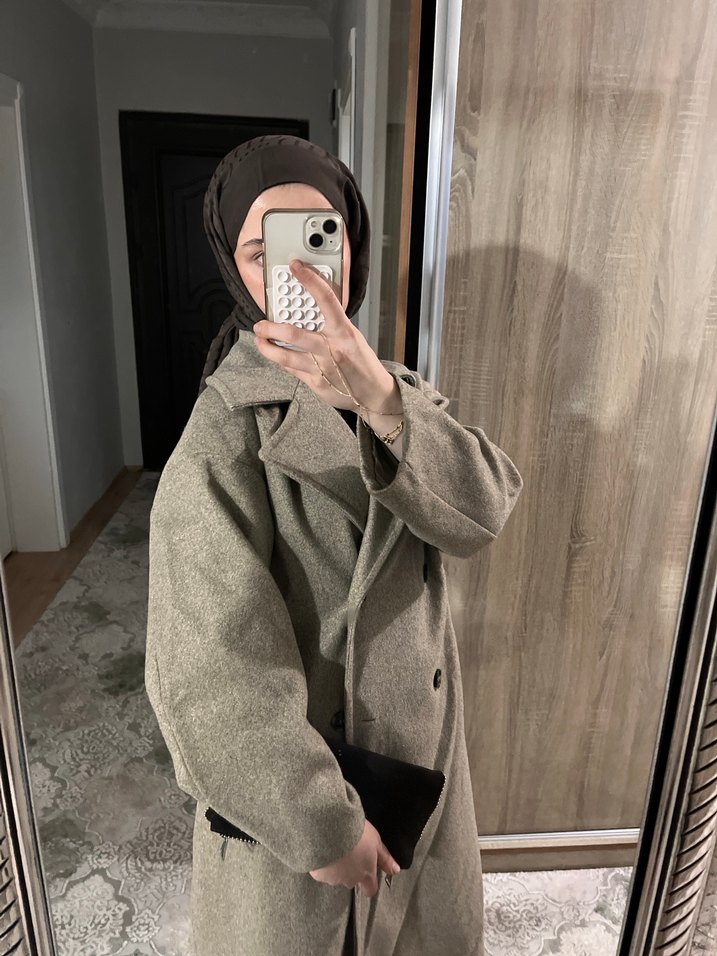 Bej Midi Yün Kadın Kaban - Görsel 2