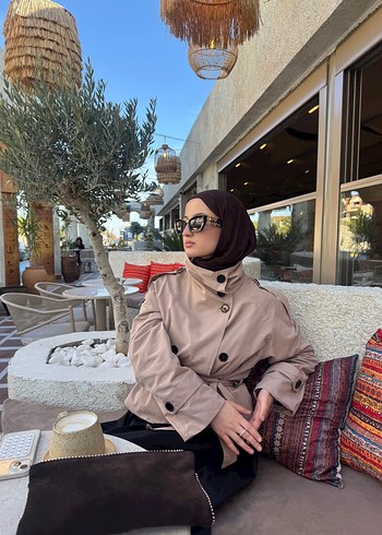 Kadın Camel Trençkot Midi Boy - Görsel 2