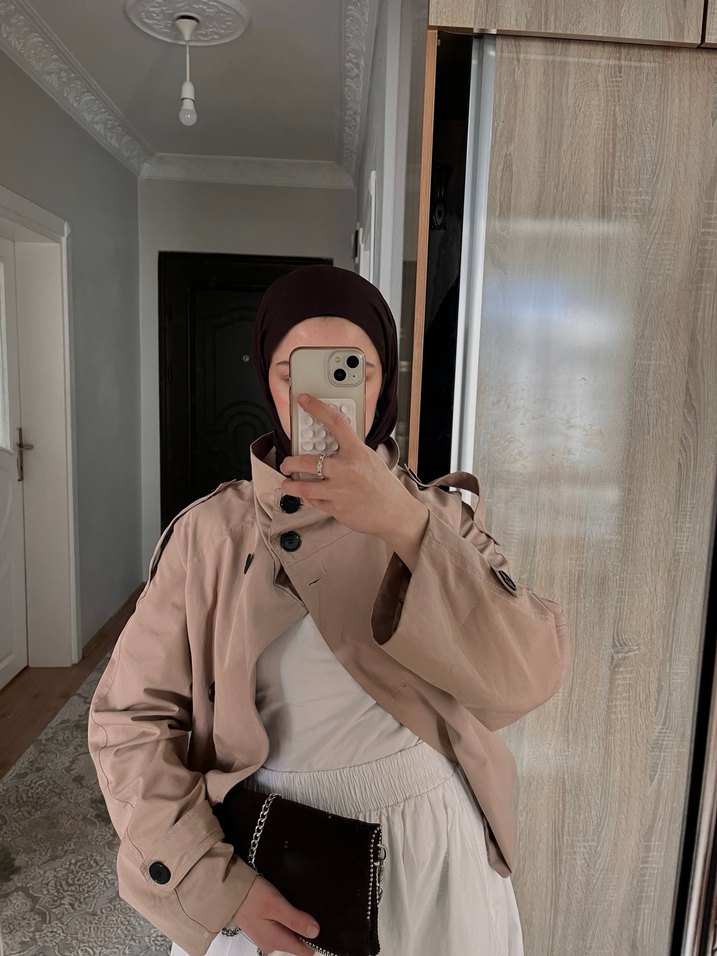 Kadın Camel Trençkot Midi Boy - Görsel 3