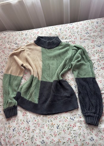 Boğazlı Çok Renkli Örgü Kazak - Görsel 2