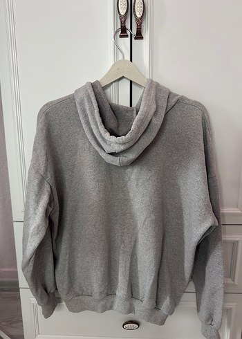 Gri New Jersey Baskılı Kapüşonlu Sweatshirt - Görsel 2