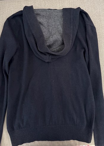 Düğmeli Kapüşonlu Lacivert Hırka - Görsel 2