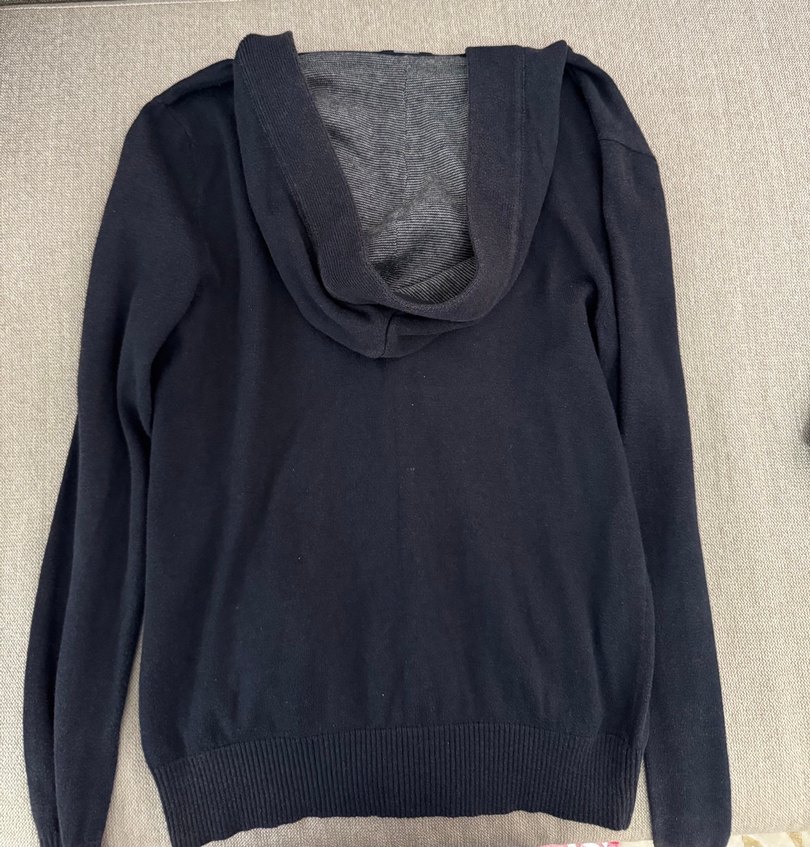 Düğmeli Kapüşonlu Lacivert Hırka - Görsel 2