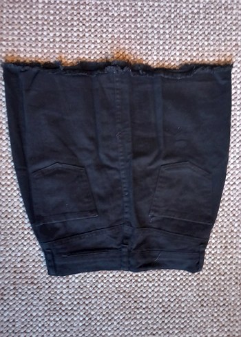 Düğmeli Siyah Midi Denim Etek - Görsel 2