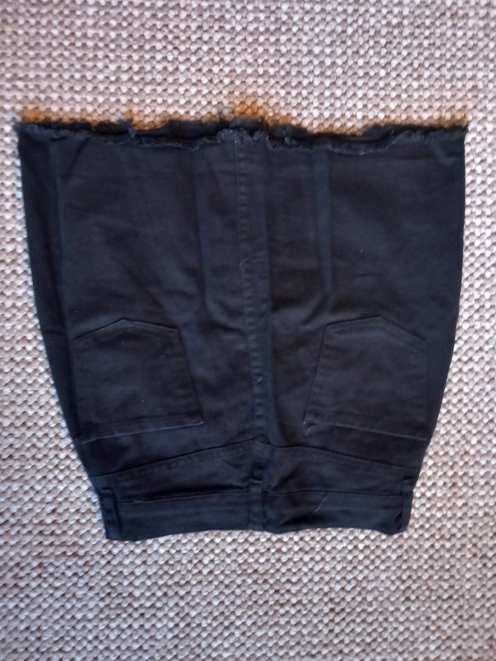 Düğmeli Siyah Midi Denim Etek - Görsel 2