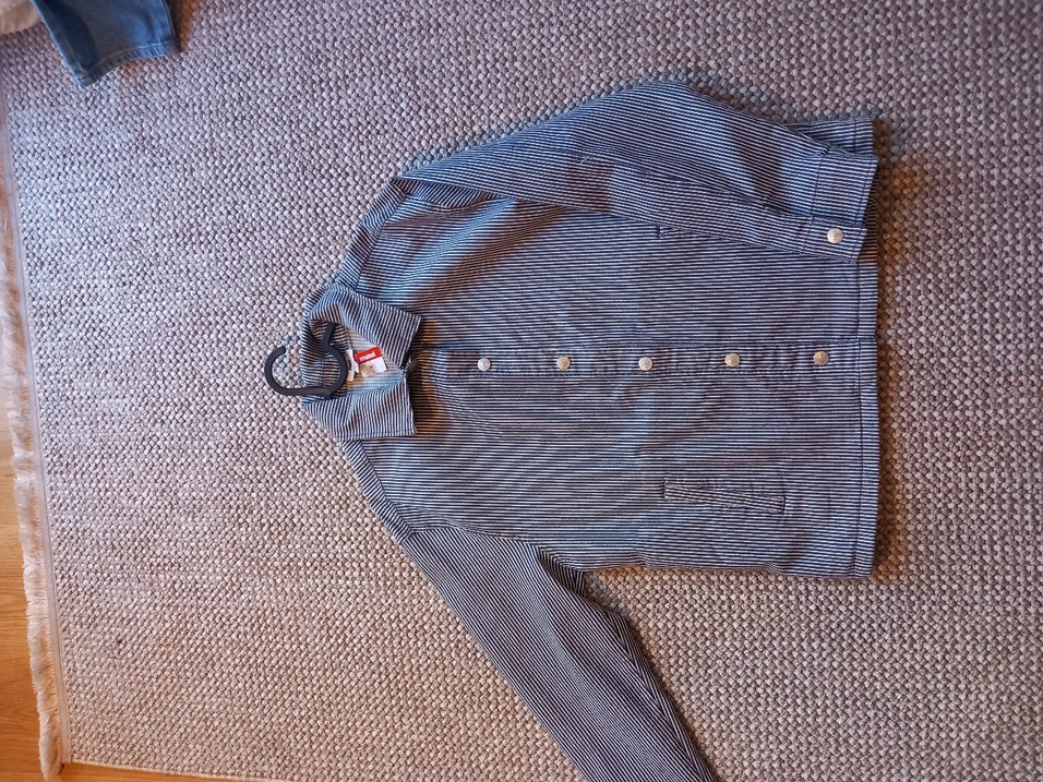 lacivert cizgili  kadın gömlek - Görsel 2