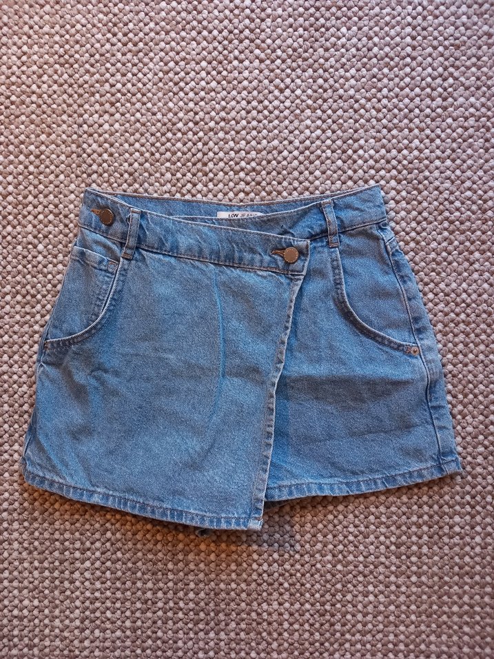 Düğmeli Bohem Gri Mini Denim Şort - Görsel 2