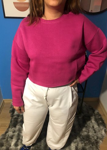 Pembe Oversize Kadın Sweatshirt - Görsel 2