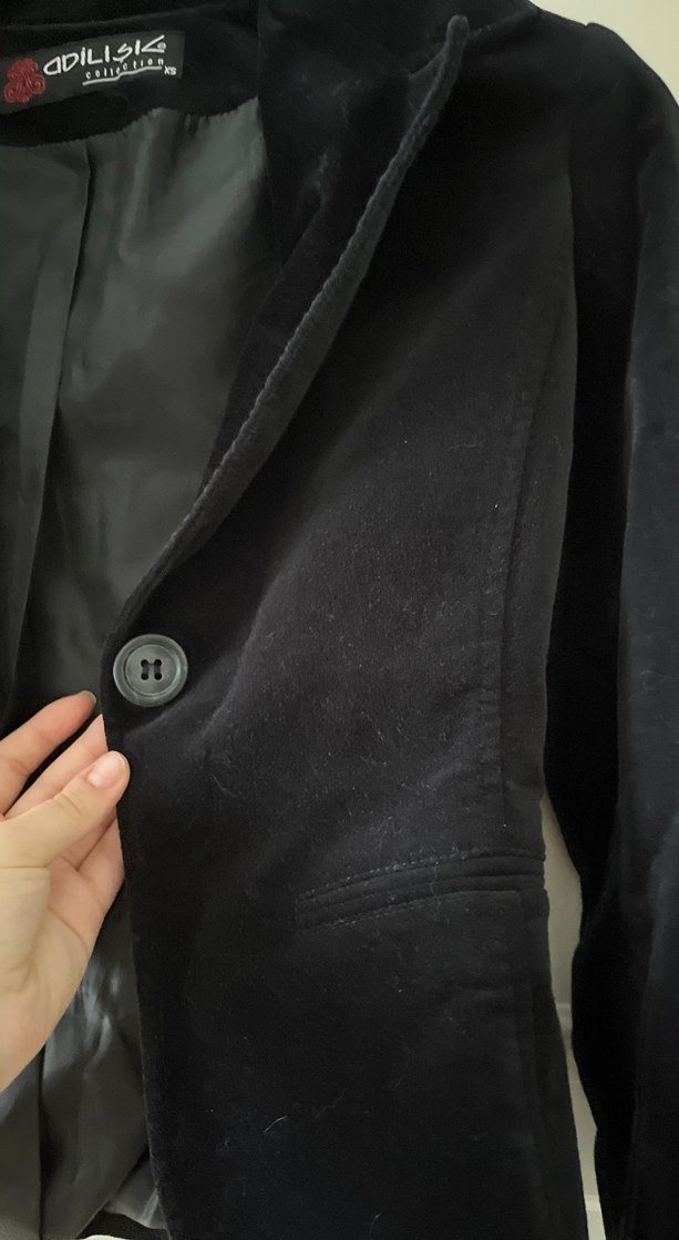 Siyah Süet Mini Blazer Kadın - Görsel 2