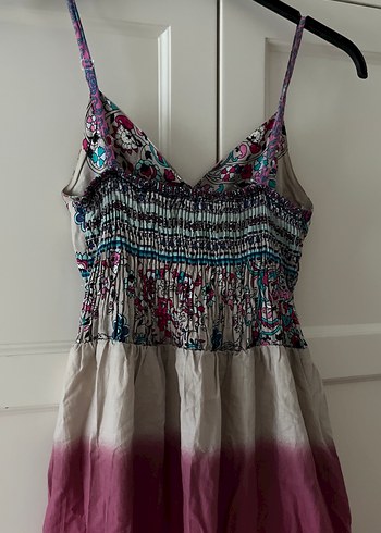 Çiçek Desenli Drapeli Uzun Bohem Elbise - Görsel 2