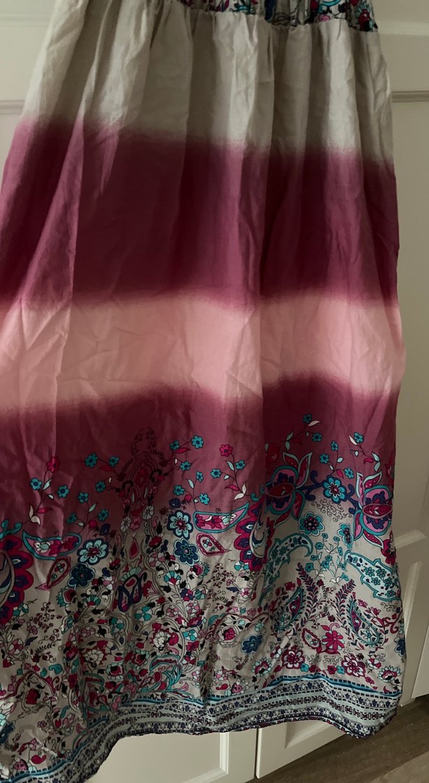 Çiçek Desenli Drapeli Uzun Bohem Elbise - Görsel 3