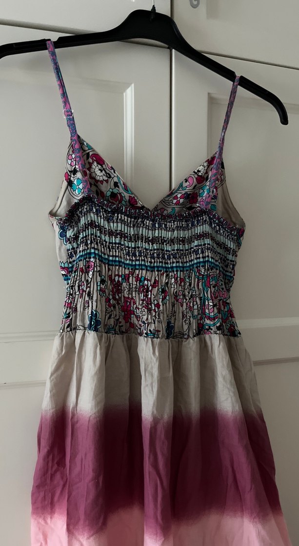 Çiçek Desenli Drapeli Uzun Bohem Elbise - Görsel 2