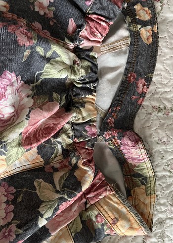 Çiçek Desenli straplez  Midi  elbise - Görsel 4