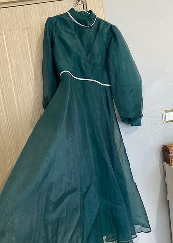 Uzun Yeşil Bohem Kadın Elbise - Görsel 4