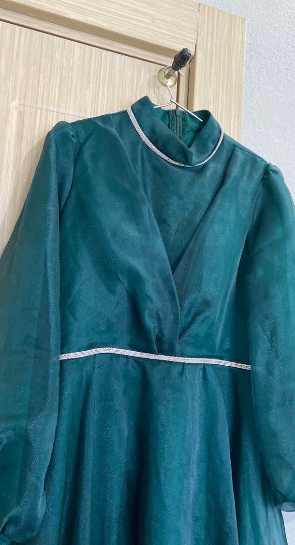 Uzun Yeşil Bohem Kadın Elbise - Görsel 2