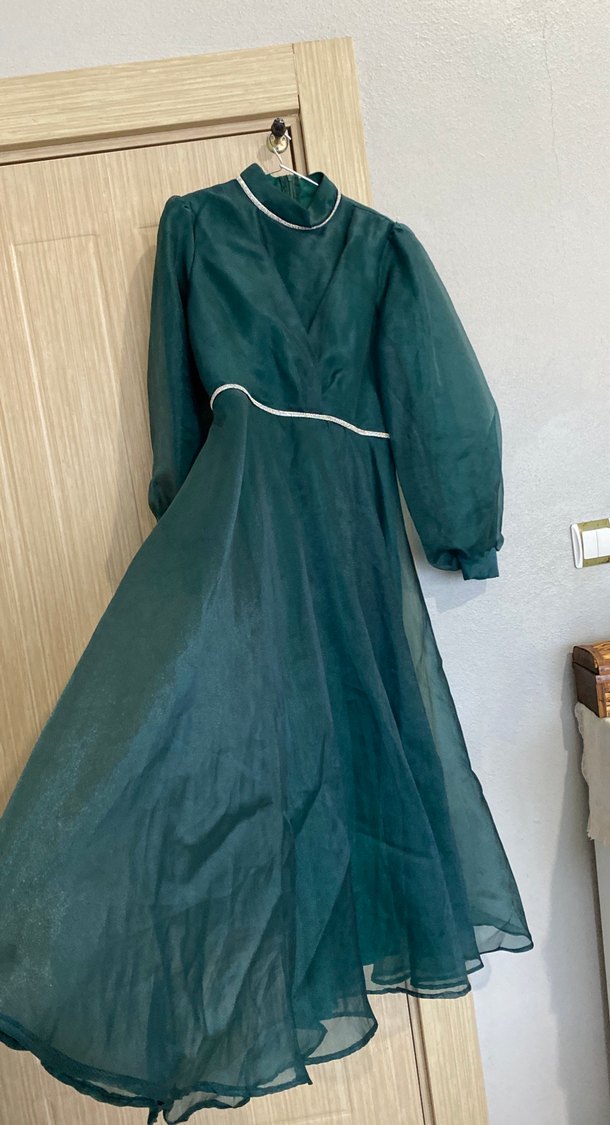 Uzun Yeşil Bohem Kadın Elbise - Görsel 4