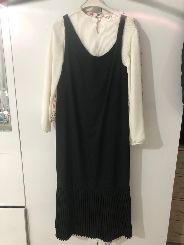 Siyah Kemerli Uzun Hamile Elbisesi - Görsel 2