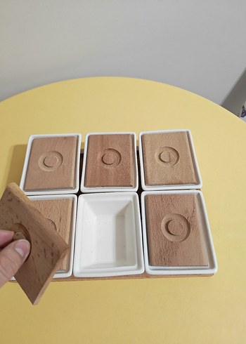 Ahşap Kapaklı 6'lı Saklama Kabı kahvaltılık Seti - Görsel 2