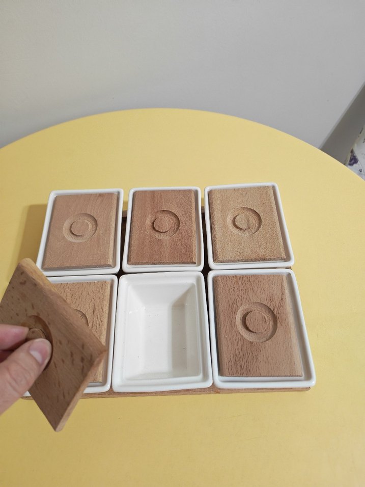 Ahşap Kapaklı 6'lı Saklama Kabı kahvaltılık Seti - Görsel 2