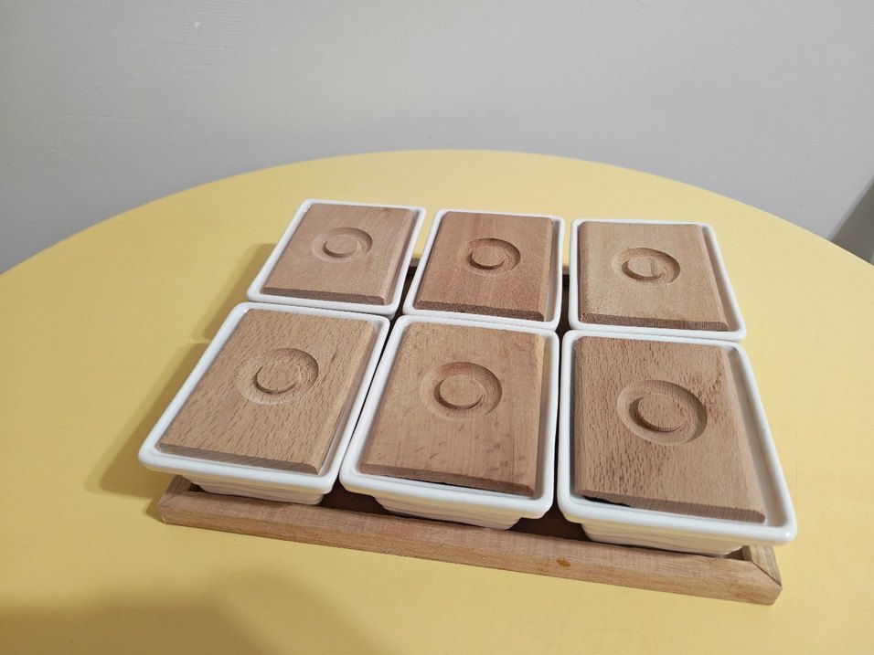 Ahşap Kapaklı 6'lı Saklama Kabı kahvaltılık Seti - Görsel 4