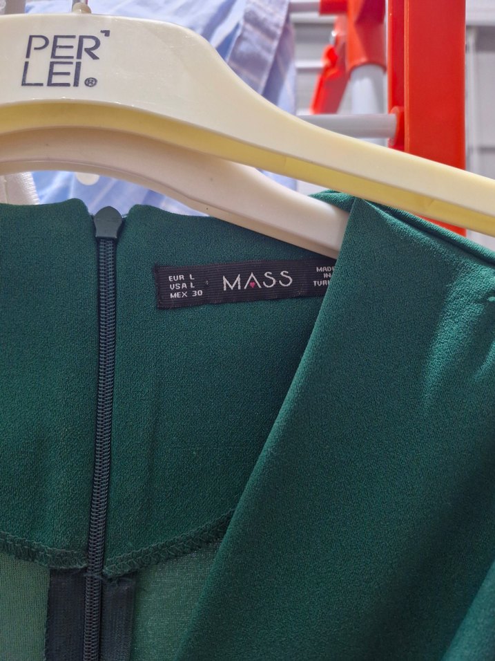 Yeşil V Yakalı Uzun Kollu Kadın Elbise - Görsel 3