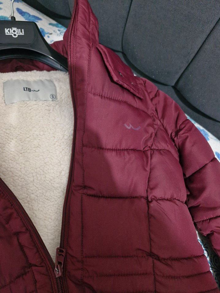 Bordo Kadın Kışlık Kürklü Mont - Görsel 3