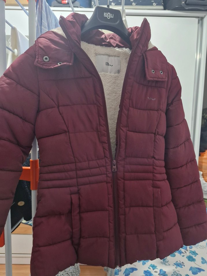 Bordo Kadın Kışlık Kürklü Mont - Görsel 4