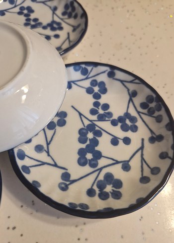 Mavi Desenli Seramik Küçük Tabak Seti - Görsel 3