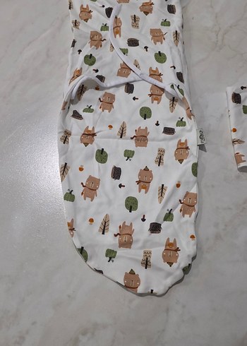 renkli baskılı pamuklu penye Bebek kundağı - Görsel 2