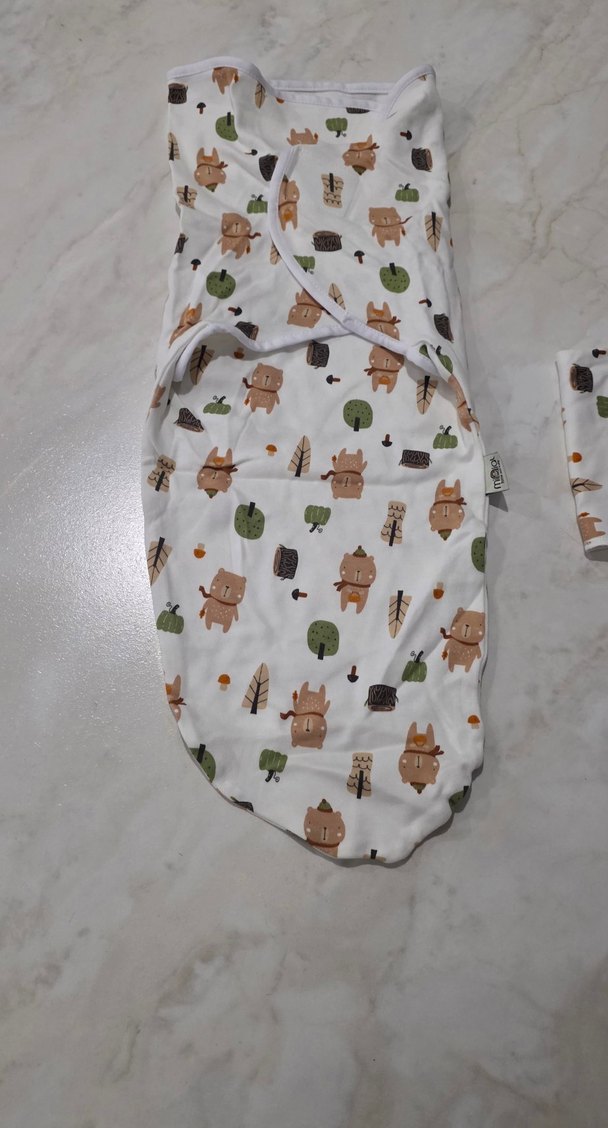 renkli baskılı pamuklu penye Bebek kundağı - Görsel 2