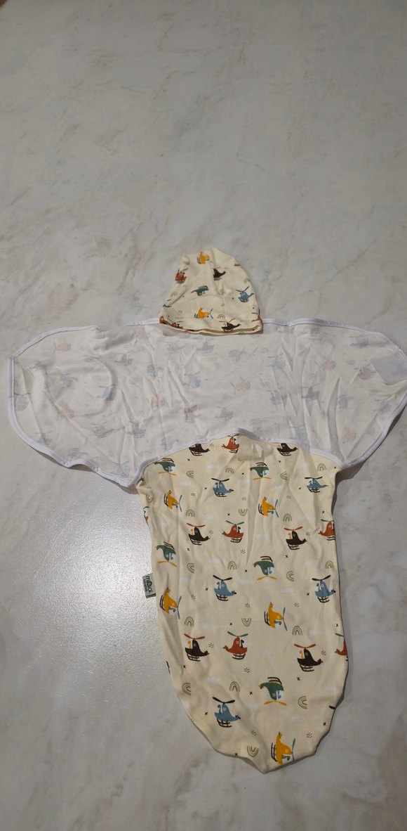 Çok Renkli Baskılı penye Bebek Kundak - Görsel 2