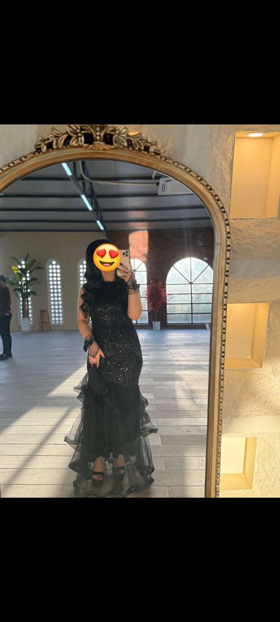 Uzun Siyah Gotik Yılan Desenli Kadın Elbise - Görsel 2