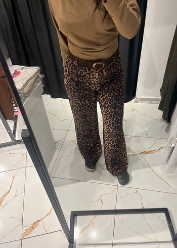 Zara Leopar Desenli Genis Paca Pantolon