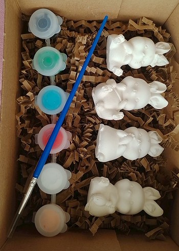 Beyaz Tavşan Figürleri Boyama Seti - Görsel 2