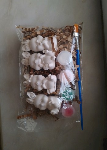 Beyaz Tavşan Figürlü Boyama Seti - Görsel 2