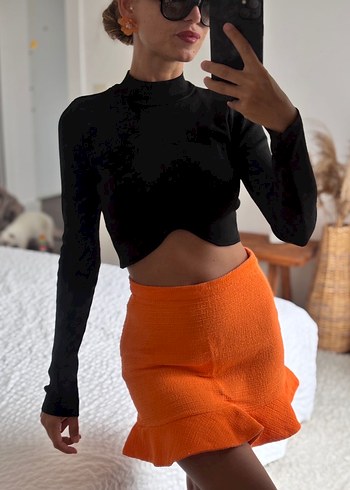 Kadın Siyah Yüksek Yakalı Uzun Kollu Kazak - Görsel 2