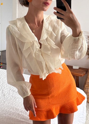 Volan Detaylı  Mini Etek - Görsel 2