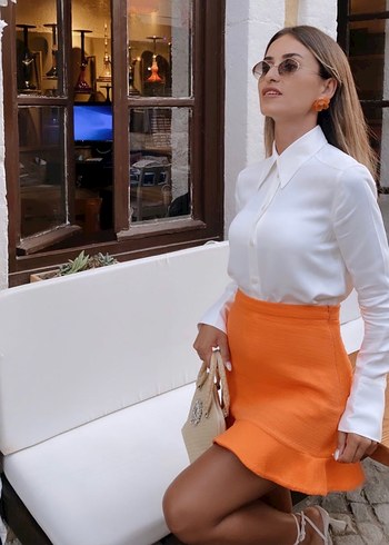 Volan Detaylı  Mini Etek - Görsel 5