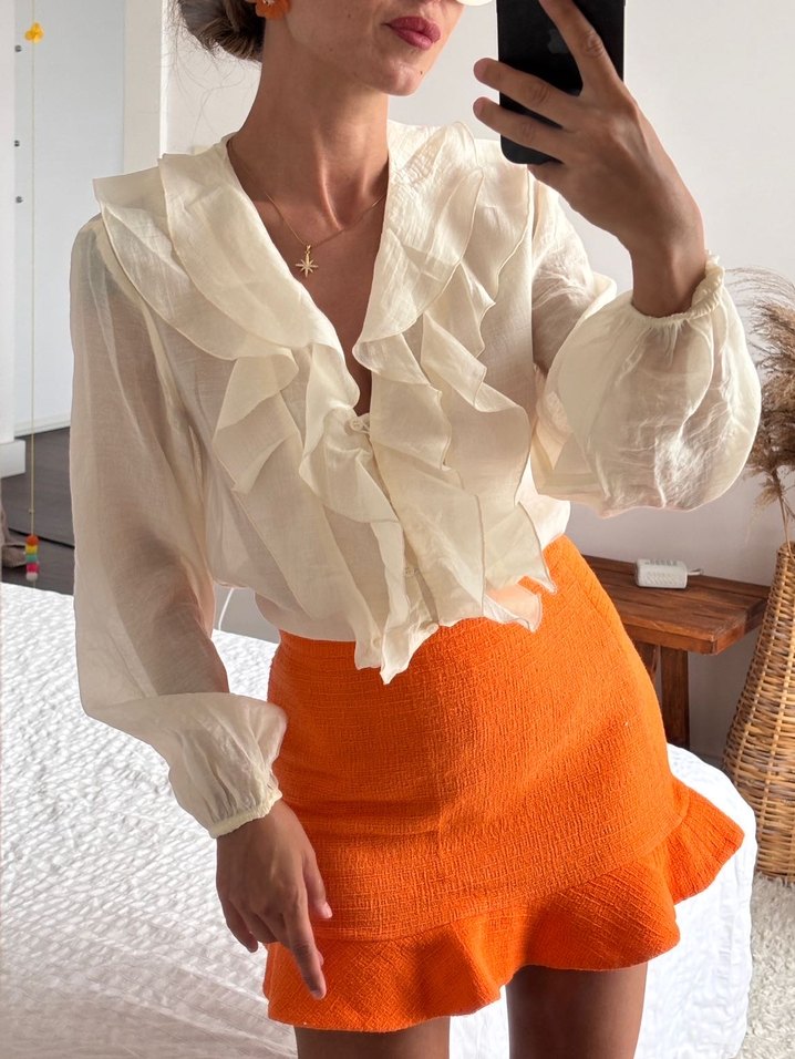 Volan Detaylı  Mini Etek - Görsel 2