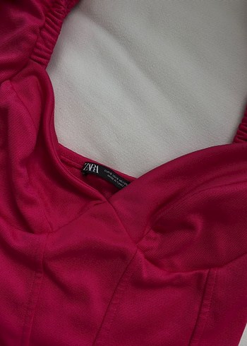 Pembe V Yaka Mini Denim Bluz - Görsel 5