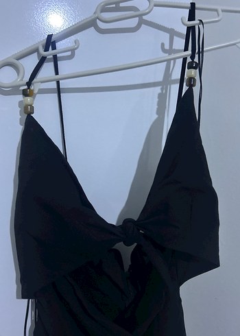 Siyah,Uzun, Sırt ve Göğüs detaylı boncuklu Kadın Elbise - Görsel 2